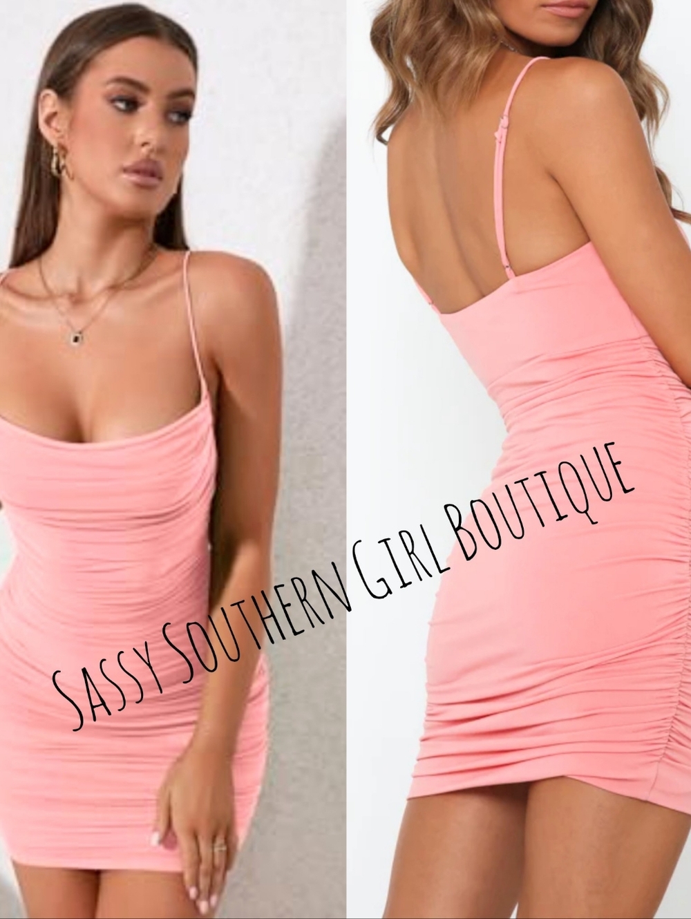 ⭐🆕Pink Ruched Mini Dress - Picture 1 of 7